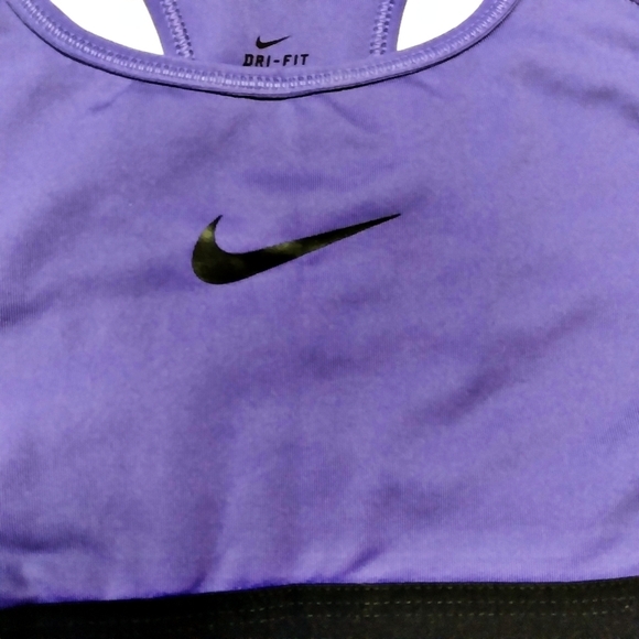 Nike Dri Fit Purple Swoosh Logo Sports Bra - Picture 2 of 8